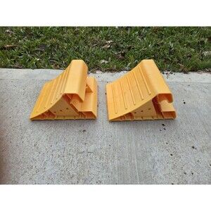 (2 pack)Hyper Tough Wheel Chock Heavy Duty Yellow Plastic, Plastic, Easy to Use